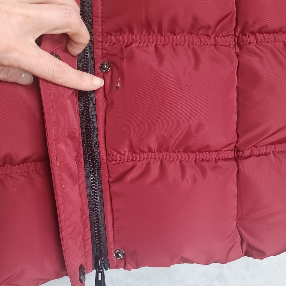 Canadian Outdoors Womens Red Small Parka Long Puffer Coat Faux Fur Hood Jacket - Picture 12 of 15